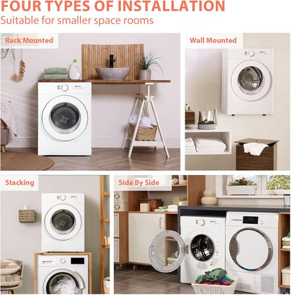 Compact Dryer 1.8 cu. ft. Portable Clothes Dryers with Exhaust Duct