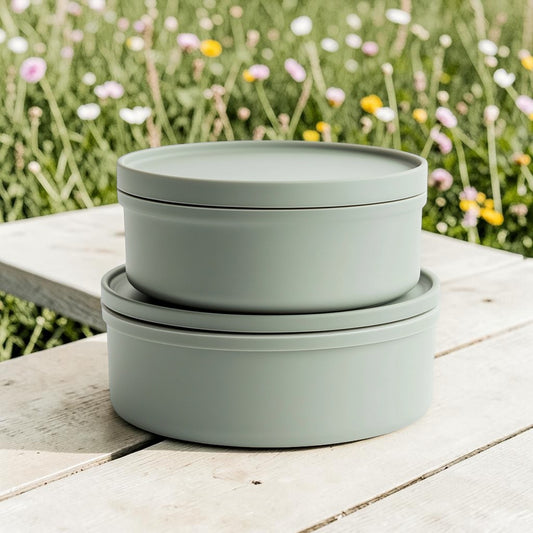 Quelp Stackable Lunch Box - 2 Tier Insulated Food Container - Vacuum Sealed - Leak-Proof Soup Bowl - Portable Lunch Set with Carrying Bag - Sage Green